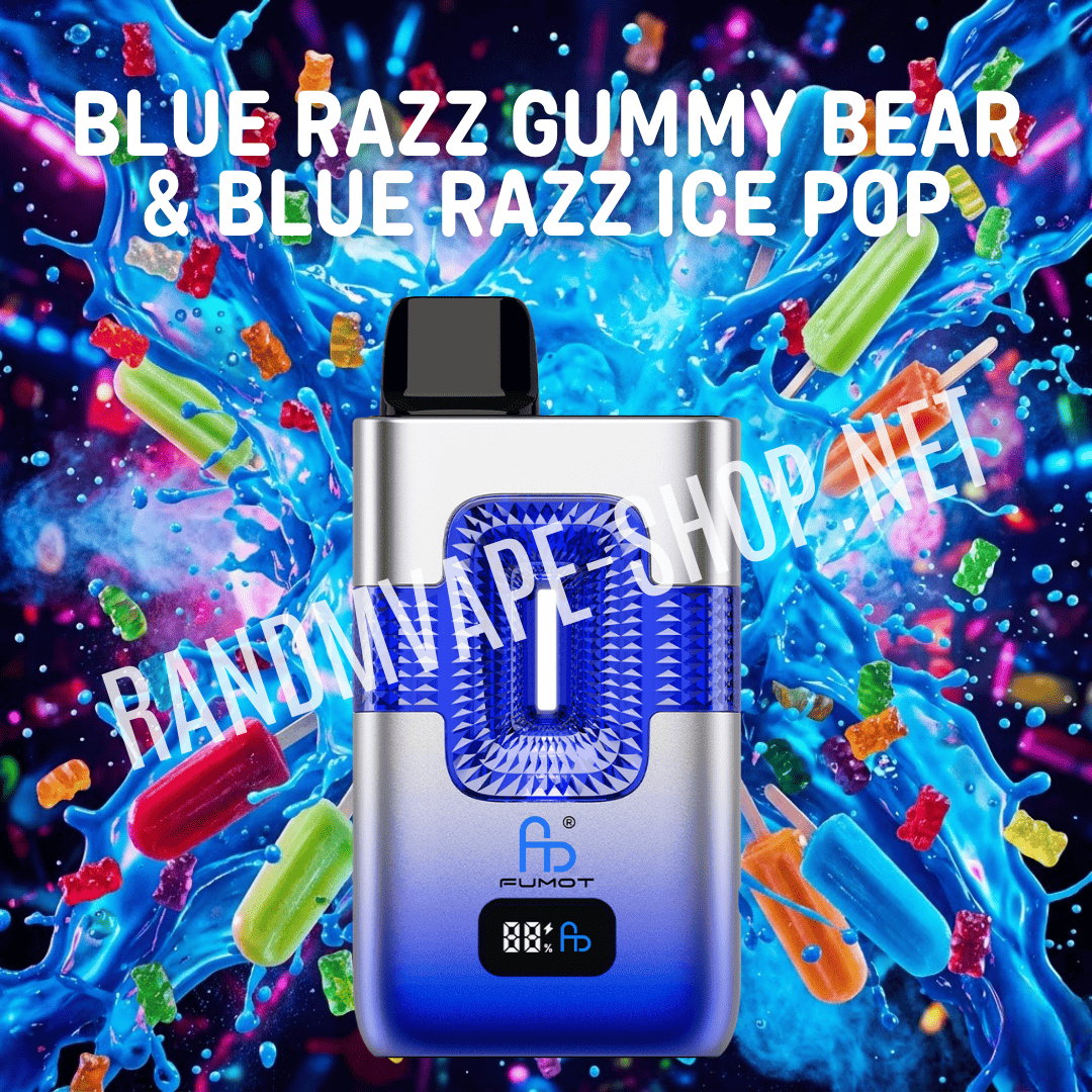 Fumot RandM Dual 2in1 50000 Blue Razz Gummy Bear und Blue Razz Ice Pop